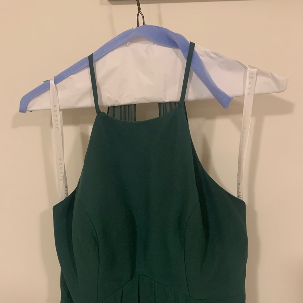 Azazie dark green dress hemmed for 5’6 and dry cleaned